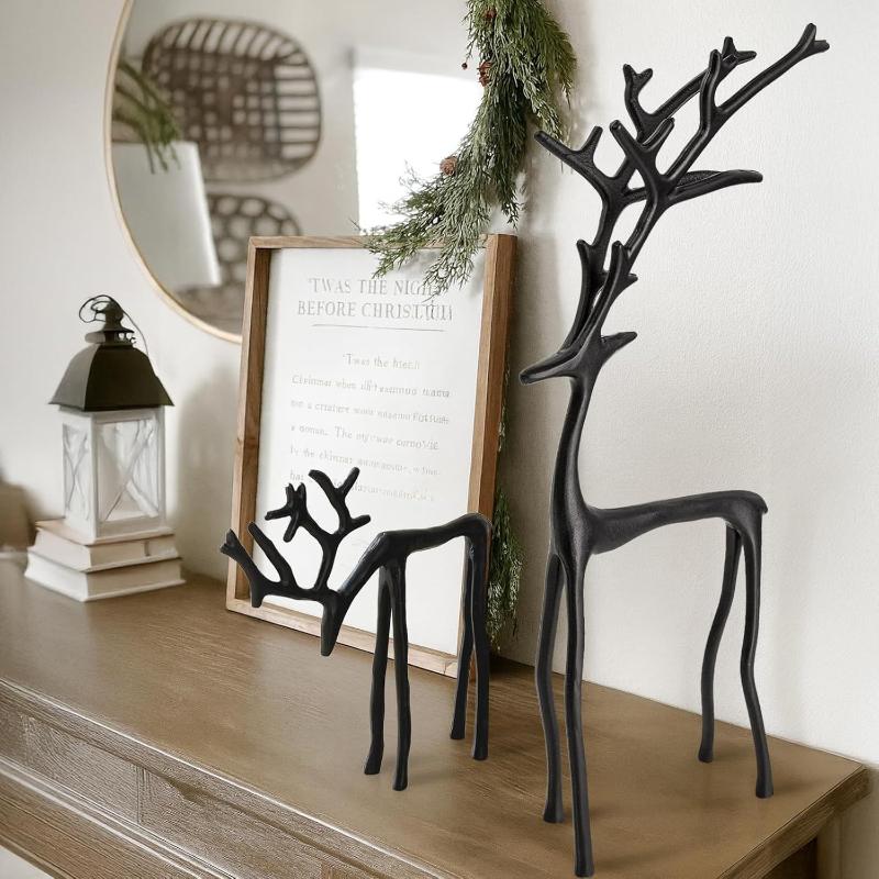 Juledekorationer Sorte Rensdyrstatuer Moderne Legerings Julefigurer Elegante Indendørs Feriedekoration Bordpynt Jul