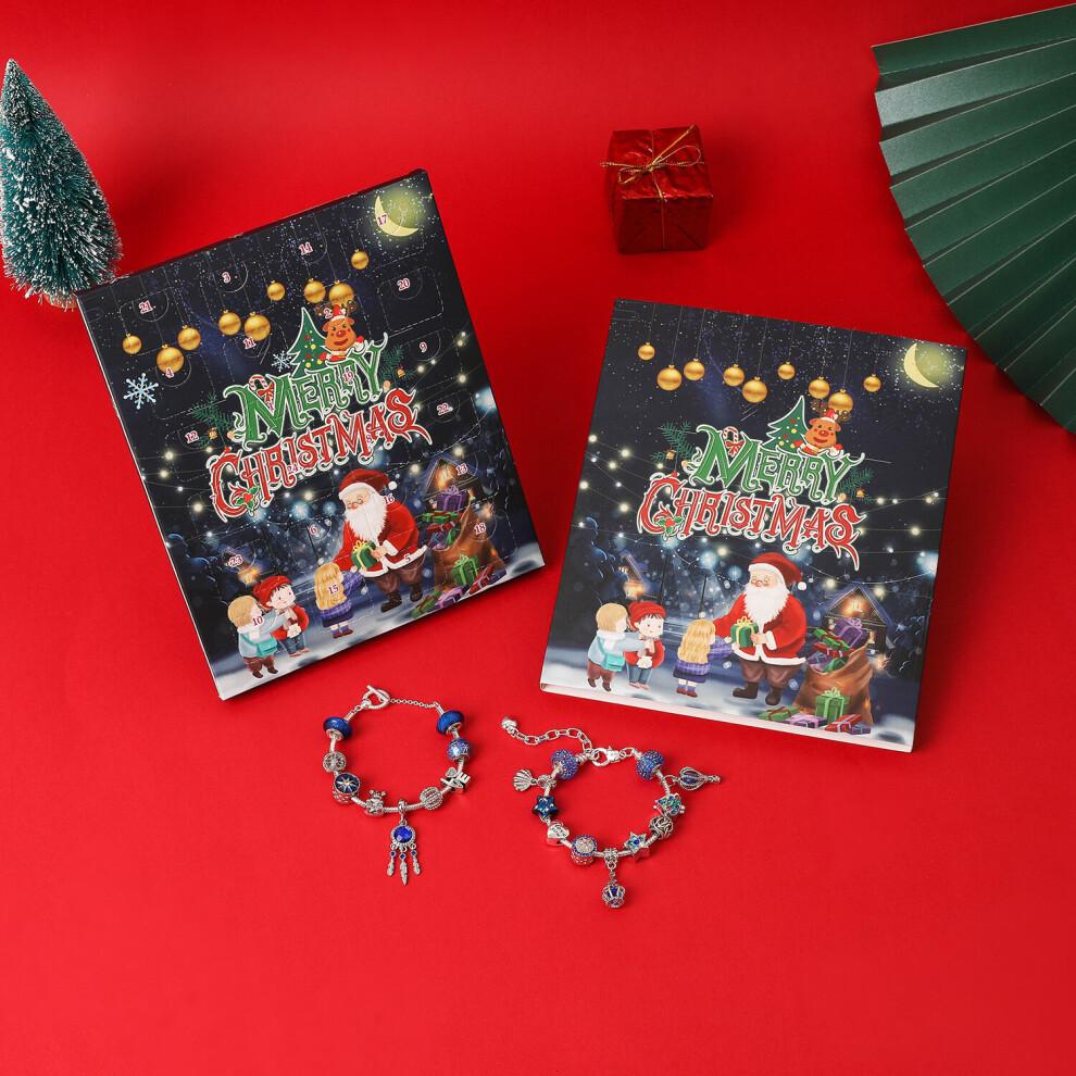 Advent Calendar Girls Charm Bracelet - Countdown Calendars Bracelets Making Kit for Kids - Creative Christmas Gifts for Women, Teenagers, Adults