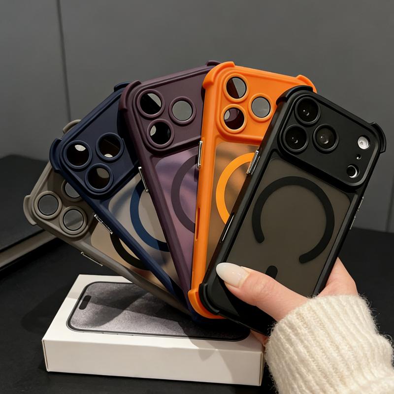 Luxury Shockproof Armor For Magsafe Case For iPhone 17 Air 16 15 14 Pro Max Wireless Charge Magnetic Matte Clear Hard Cover
