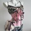 TrendHub American Harajuku Hottie Camisole Subculture Leopard Patchwork Bow Halter Vest Y2K Aesthetic Letter Print Tanks Women's Slim Top
