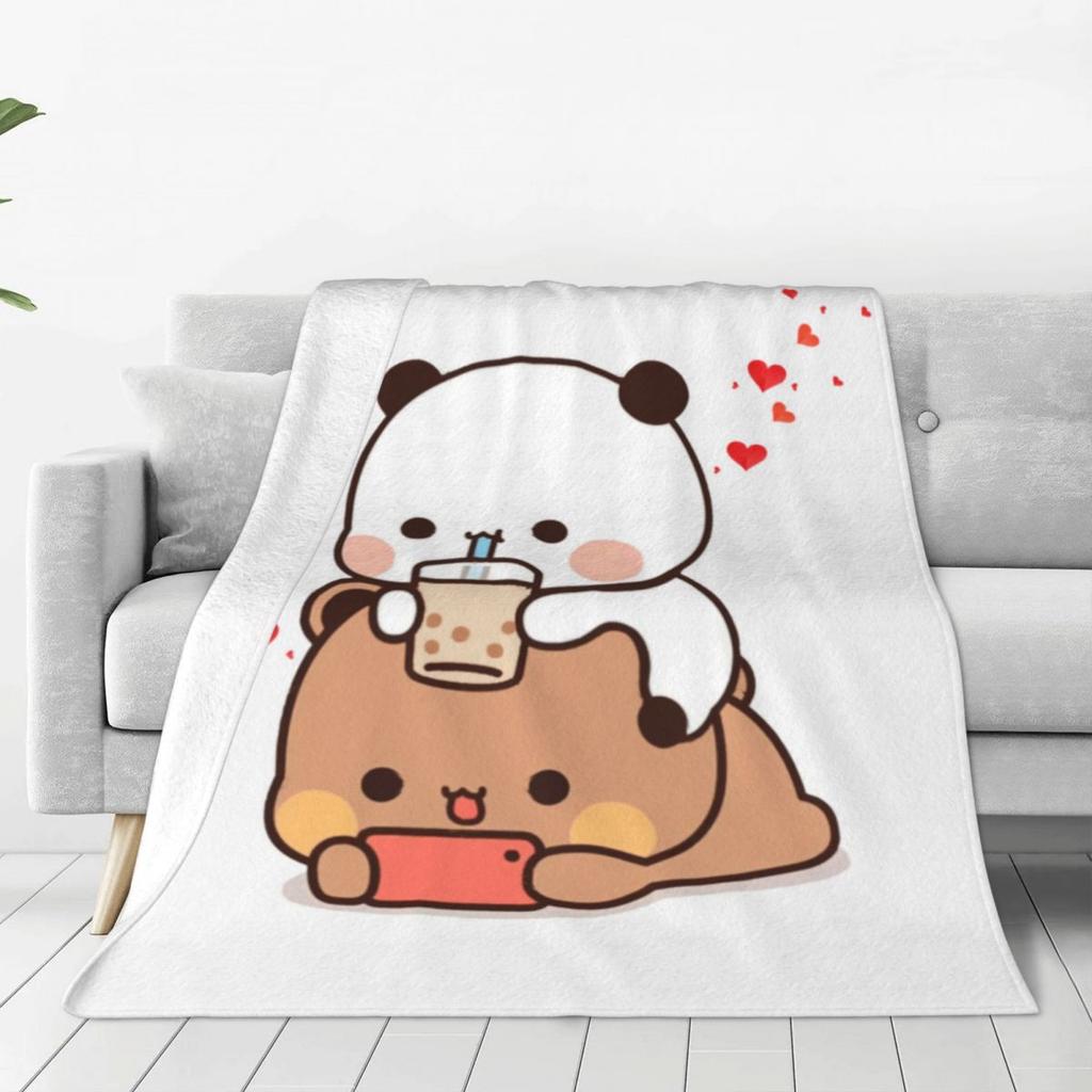Super Warm Blanket Travel Office Bubu Dudu Throw Blanket Cartoon Bear Flannel Bedspread Couch Bed Printed Sofa Bed Cover