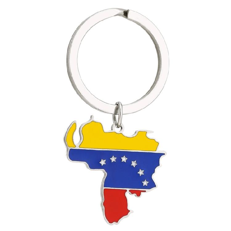 Venezuela Map Pendant Keyring Stainless Steel Venezuela Map Flag Keychain 1 серебряный