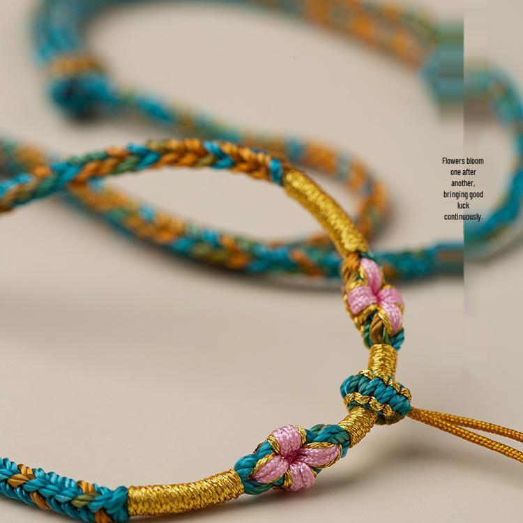 Premium Handmade Peach Blossom Knot Necklace Rope with Jade Accent
