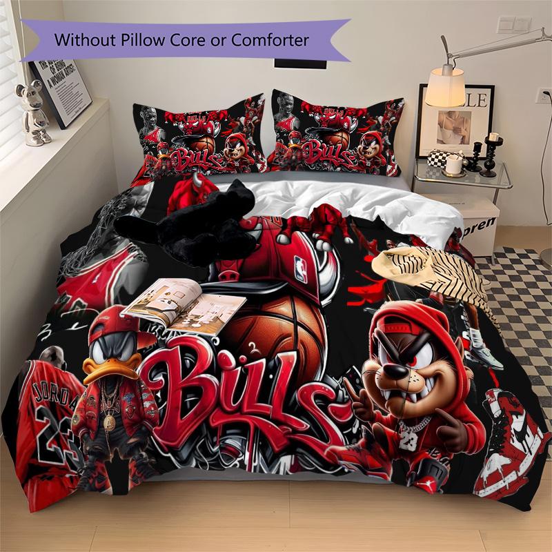 Bulls Art Bedding 3 Piece Set HD Print Duvet Cover Pillowcases for Teens Adult Bedroom Decoration Christmas Gift