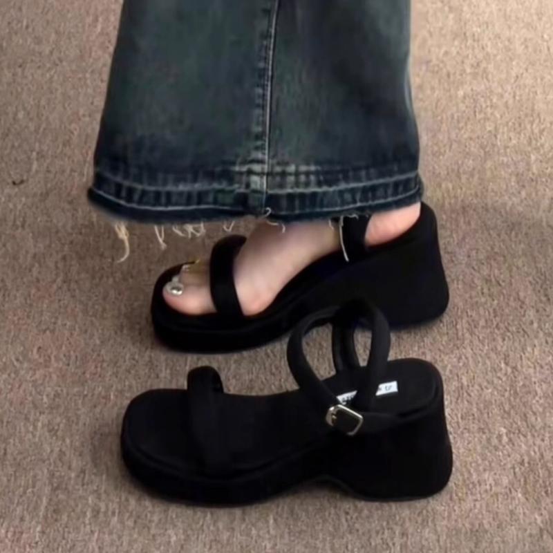 Street Style Chunky Open Toe Women Sandals Elegant Dress Thick Heel Shoes Summer Outdoor Concise Zapatos De Mujer