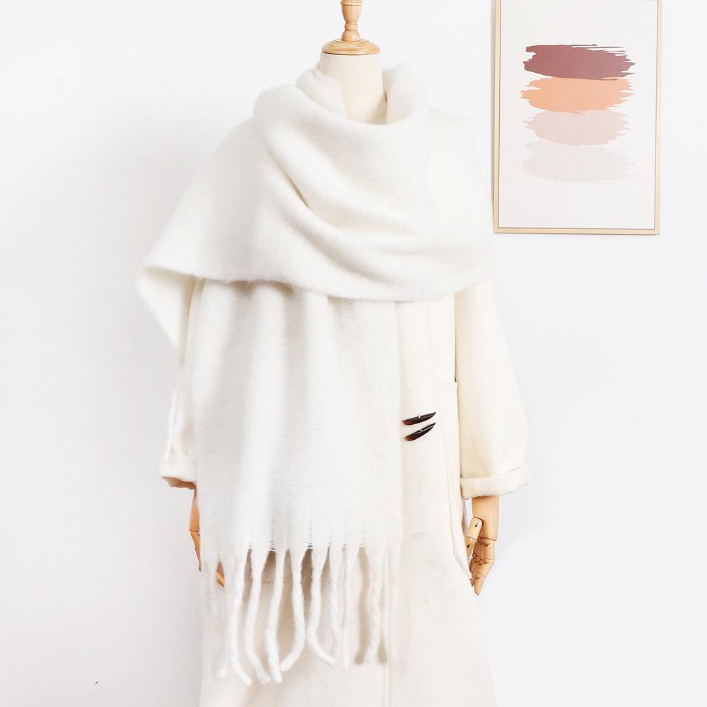 Winter Damen Neuer Haima Haar Imitationskaschmir Schal Vielseitig Premium Tragen Einfarbig Paar Klimaanlagen Schal Damen