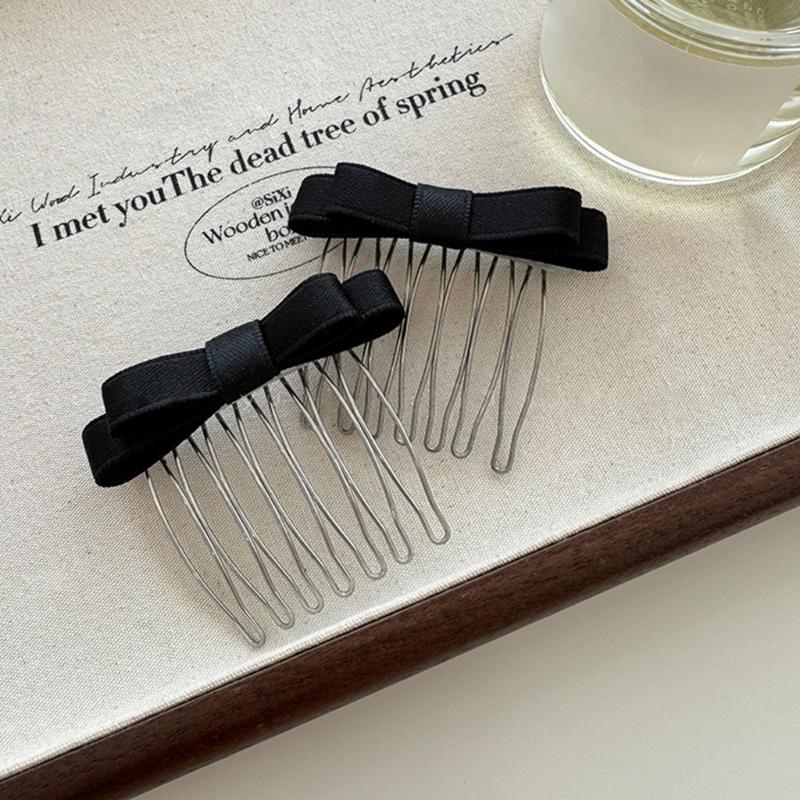 Ribbon Bowknot Hair Comb for Girl Hairpin Comb Hairclip Barrettes for Women Side Bangs Sweet Hair Styling Tool