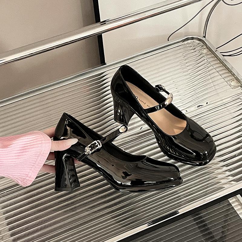 Popular commuter Mary Jane single shoes high heels women's 2025 new models with thick heels women's shoes temperament shallow mouth