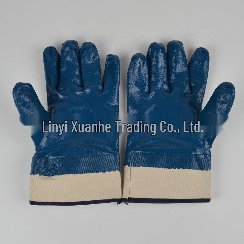 Xuan He Wear-Resistant Nitrile Rubber Blue Flocking Gloves for Cutting Protection