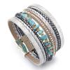 Natural Stone Leather Bracelet for Women Charm Retro Multilayer Crystal Snake Skin Wide Bracelets & Bangles Jewelry Gifts