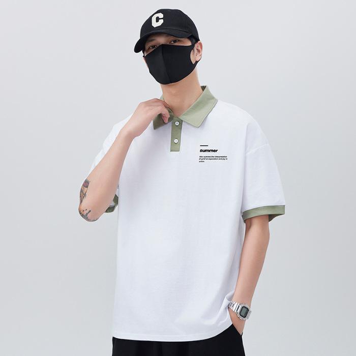 New Summer Men's Loose Polo Shirt Top Versatile Collar Clothes