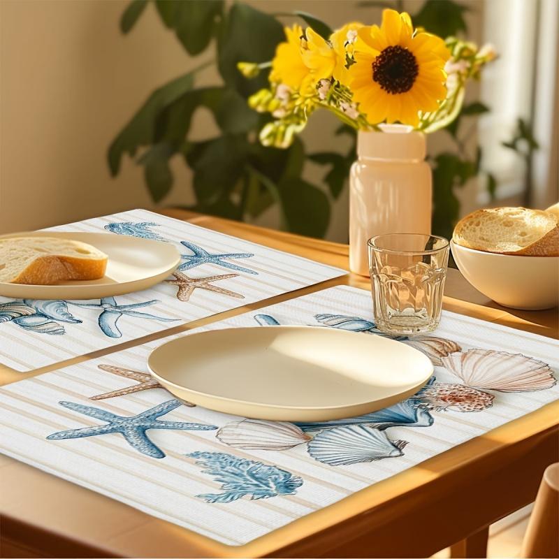 Ocean Wind Shell Starfish Table Mat Anti Oil Easy To Clean Home Restaurant Desktop Decoration Accessories