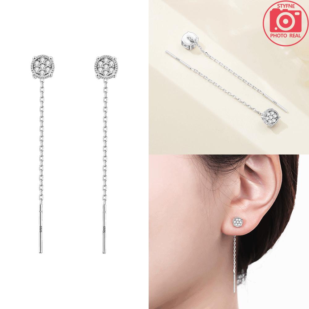 

Star Tassel Women s Earrings Cat Animal Motif White Zircon Ear Loops 925 Silver Fine Valentine s Gift Jewelry Accessory