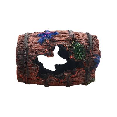 Resin Fish Tank Ornament Cave Hideout Simulated Barrel Aquarium Ornament for Fish Tank Decoration Aquarium Landscape Decor