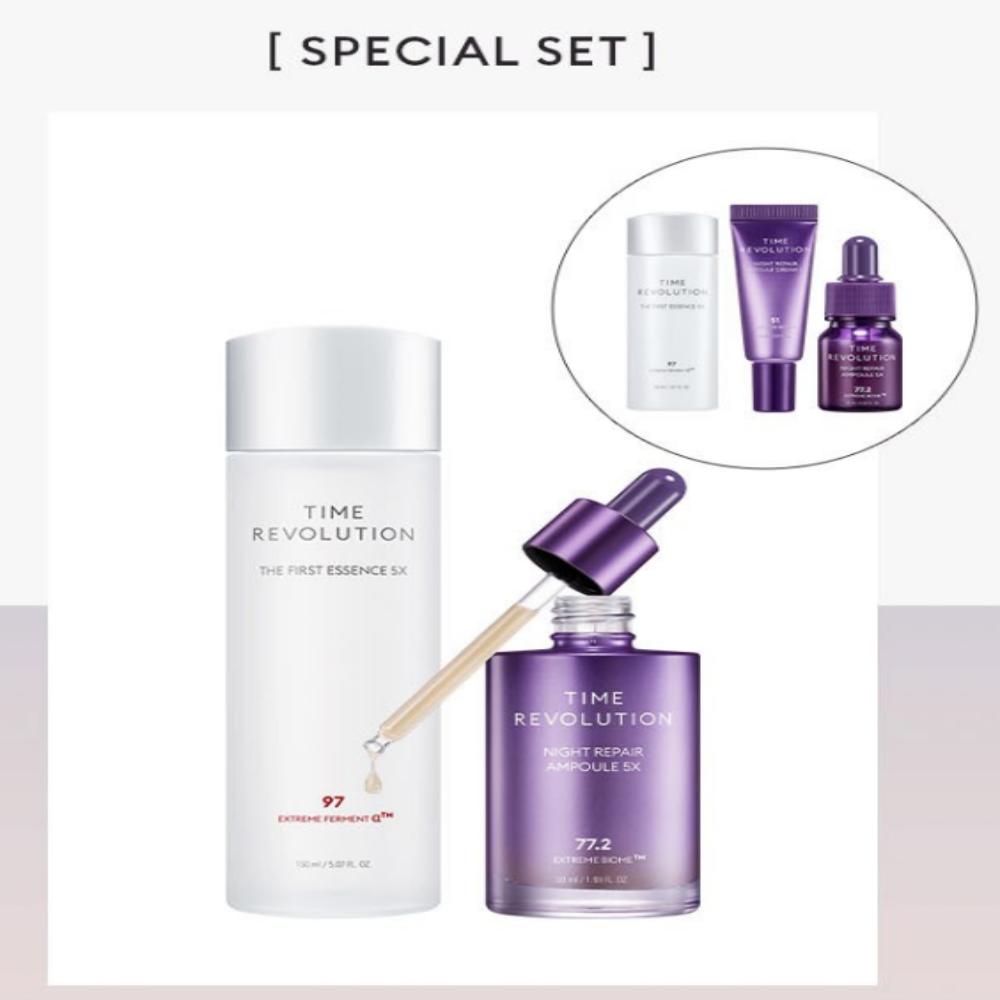 MISSHA Time Revolution Starter Set 5X – Essence & Night Ampoule (2Piece Set) / Best gift set
