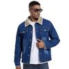 Men's Sherpa Lined Trucker Jacket Lapel Cotton Cargo Jacket Casual Button Military Jacket Warm Fall Winter Parka for Men Cowboy Denim Jean Jackets