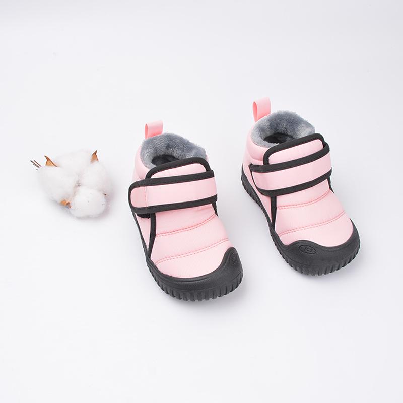 

Winter Fleece-Lined Velcro Boots for Kids - Soft Sole, Warm, Cotton-Lined Shoes for Boys & Girls 25/Inner Length 15.5cm