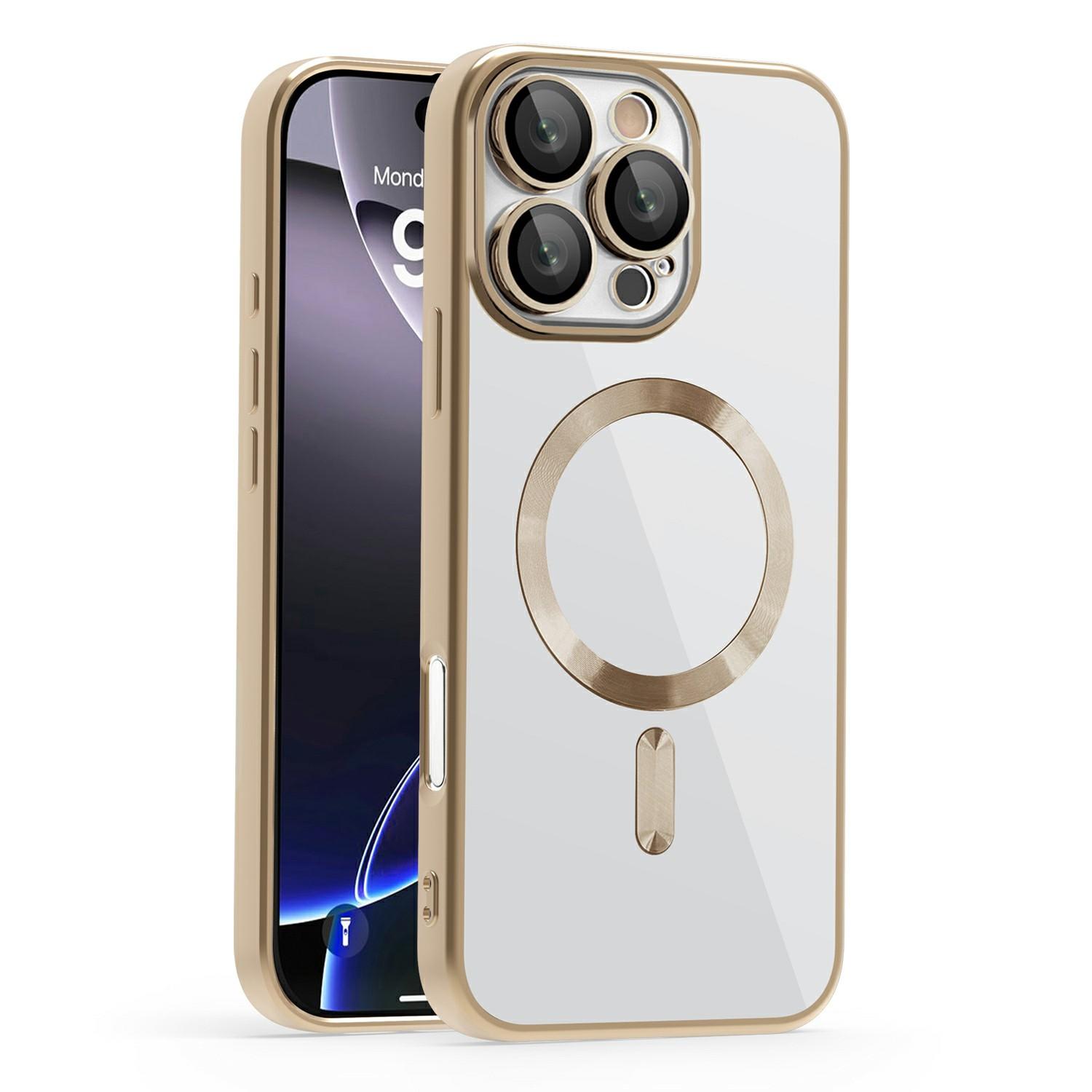 

For iPhone 16 Pro Max Case Compatible with MagSafe TPU+PC Clear Back Cover Desert Gold