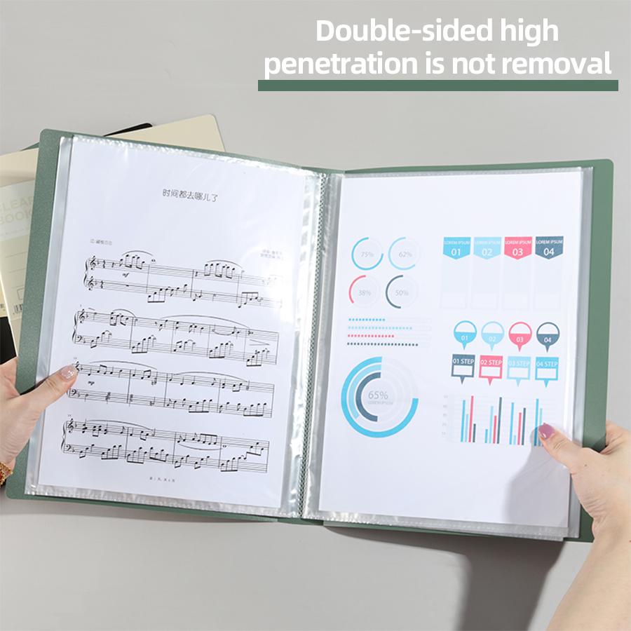 KOBEST 20/30/40/60 Pages A4 Side Transparent Thickening Folder High Quality Multi-layer File Cover Office School Supplies