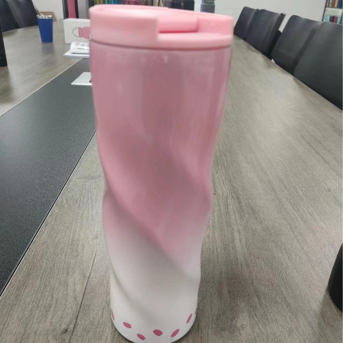 Stainless Steel Vacuum Cup Large Capacity Ice Cream Cup Creative Simple Outdoor Car Thread Cup 500ml розовый