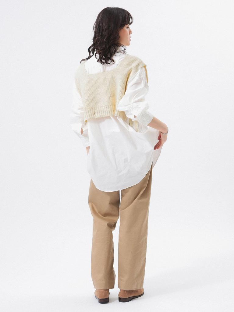 Beams Boy Women's Short Red Cross Knit Vest, Ivory, One Size, 13050146126