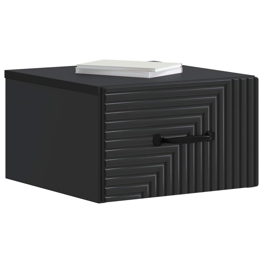 Wall Mounted Nightstand Black 34.5 X 33 X 20 Cm