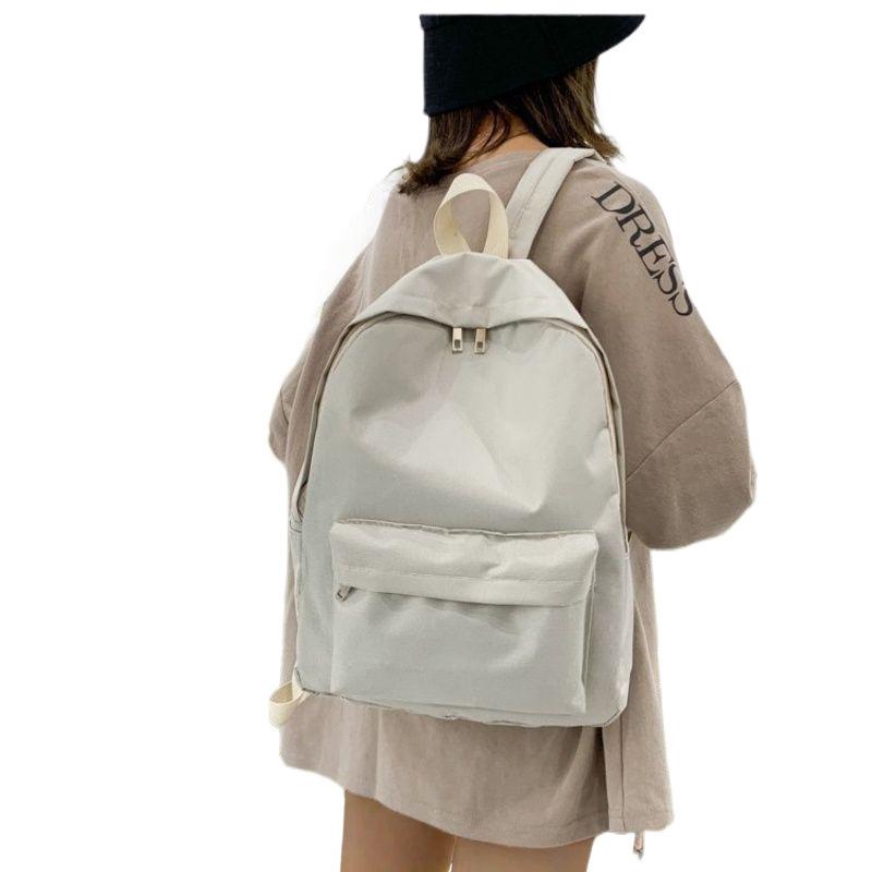 Men's and Women's Solid Color Canvas Backpack - Korean Style for High School & Middle School Students