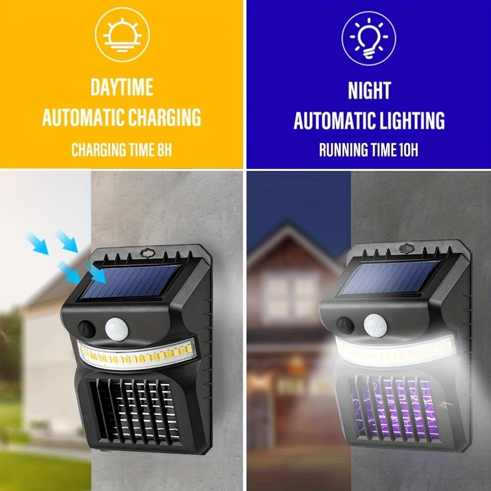 Outdoor LED Solar Mosquito Killing Lamp Waterproof 2 IN 1 Ultraviolet Electric Shock Mosquito Killing Induction Garden Lamp