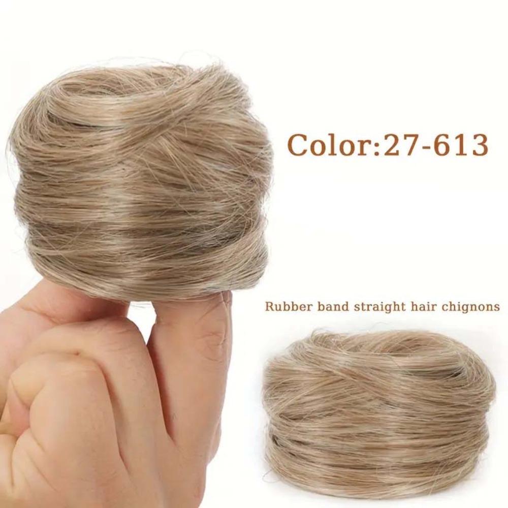 Elastic Rubber Band Straight Updo Chignon Synthetic Flower Bun Head Wig  Lazy