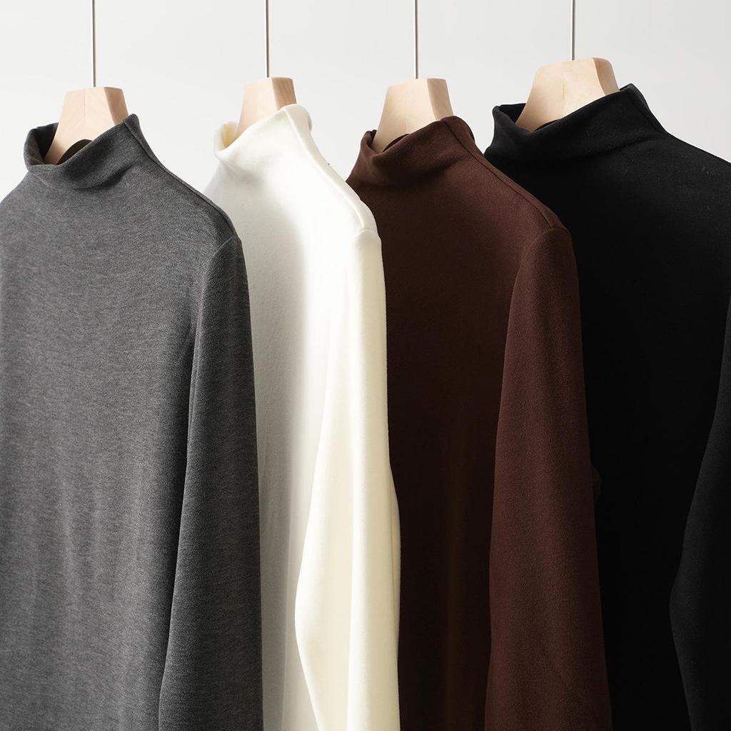 Women's Warm Long Sleeve Semi-High Collar Shirt - Autumn/Winter Style, Class A, 300g