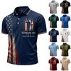 Men's Commemorative Graphic Collared Short Sleeve Shirt for Casual Everyday Wear