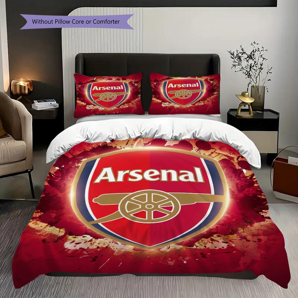 "Arsenal Emblem Golden Texture" Three-piece set (1 * duvet cover + 2 * pillowcase, without core) 2DFlat Duvet cover and pillowcase Bedding set