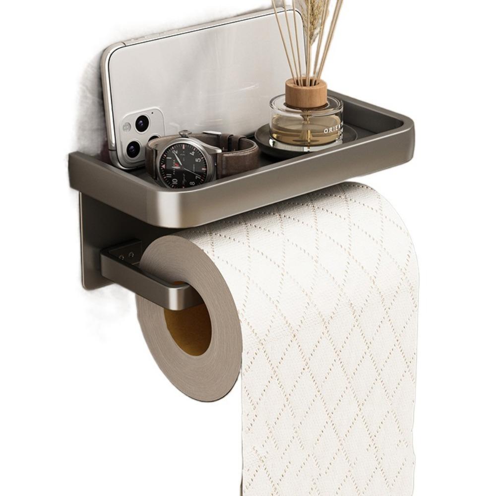 Punch-free Bathroom Tissue Self Baffle Design Tissue Roll Hanger Toilet Paper Holder  Home
