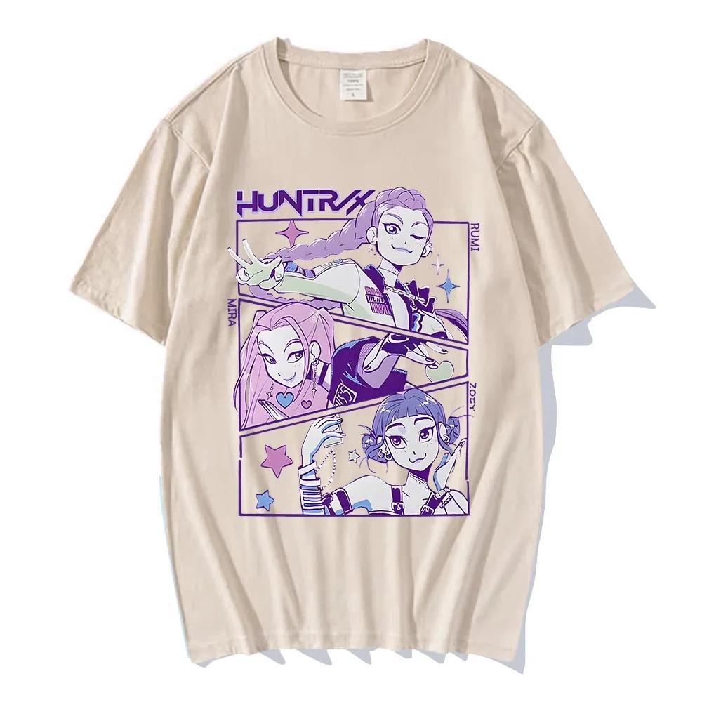 Trend Loose Tops Unisex Street Hip Hop Fashion Casual T-Shirt Anime K-Pop Demon Hunters Tees Harajuku O-neck Casual Shirt Gift