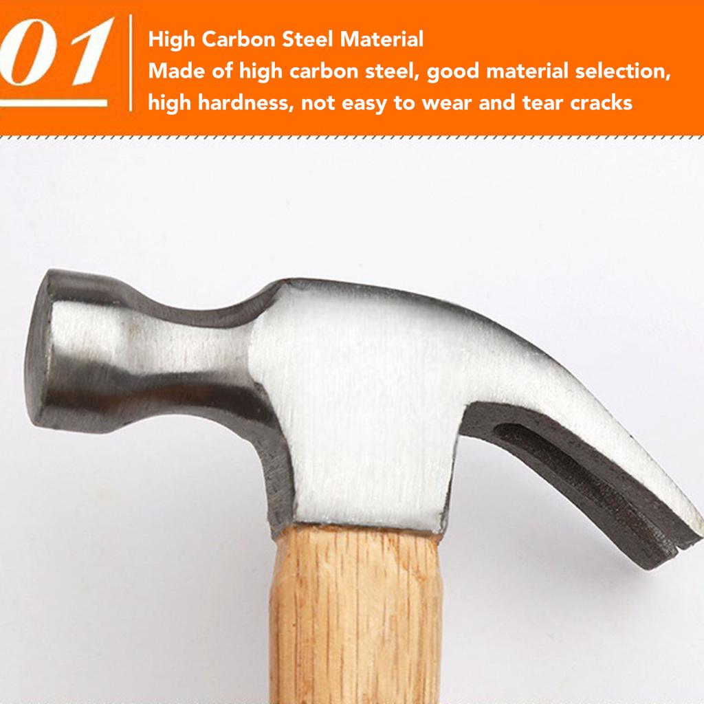 Claw Hammer Multifunctional Ergonomic Straight Handle High Carbon Steel Nailing Hammer for Woodworking