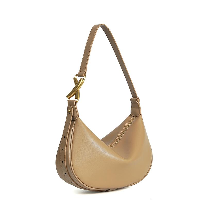 Portable Leather Premium Shoulder Bag Cowhide Exquisite Messenger Bag Commuter Versatile Underarm Bag Women's Dumpling Bag