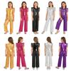 Kids Jazz Dance Costume Set Sequin Embellished Cap Sleeve V Neck Asymmetrical Hem Zip Vest with Elastic Waist Pants for Stage Competition