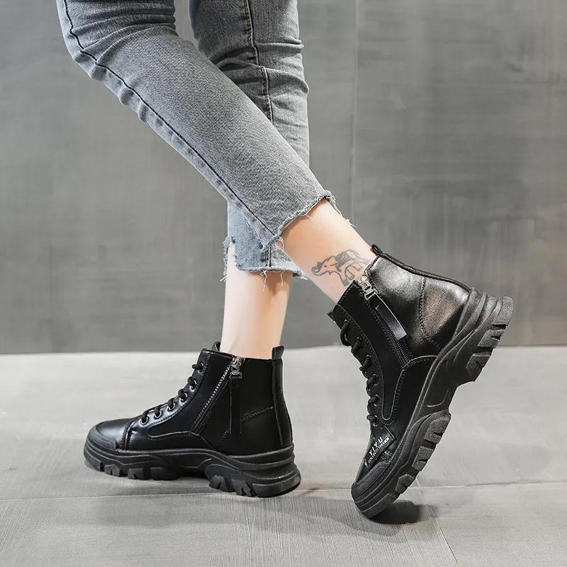 Short Boots Female Autumn Fashion Trend New Fairy Style Casual Thick-soled Lace-up Short Boots Comfortable and Versatile 2024