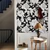 Black And White Floral Retro Wallpaper Peel And Stick Cabinet Sticker For Furniture Vintage Waterproof PVC Home Decor