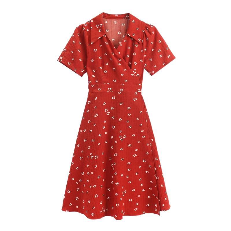 Plus Size Red Summer Dress for Pear-Shaped Women - Slimming Tea Break Style
