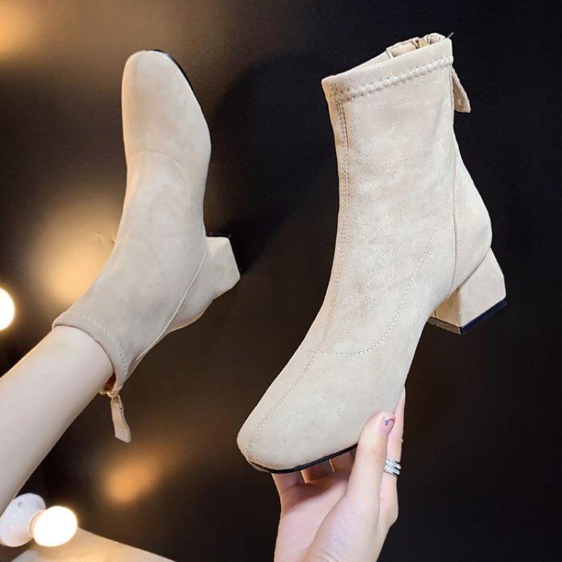 Fashion Autumn Winter Female Short Shoes Elegant With Medium Heels Booties Round Toe On Promotion Offer High Quality Women's Ankle Boots