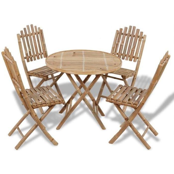 VidaXL Mobilier à dîner d'extérieur pliable 5 pcs Bambou