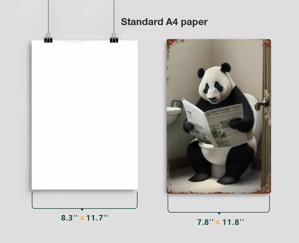 Funny Bathroom Humorous Animal Wall Decor Bear Dog Tiger Sitting On Toilet Reading Poster Art Metal Tin Sign Plaque Toilet,Home