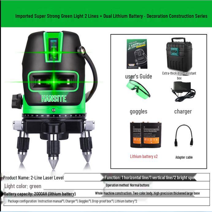 High-Precision Outdoor Infrared Laser Level with 2, 3, 5 Lines – Green/Blue Light