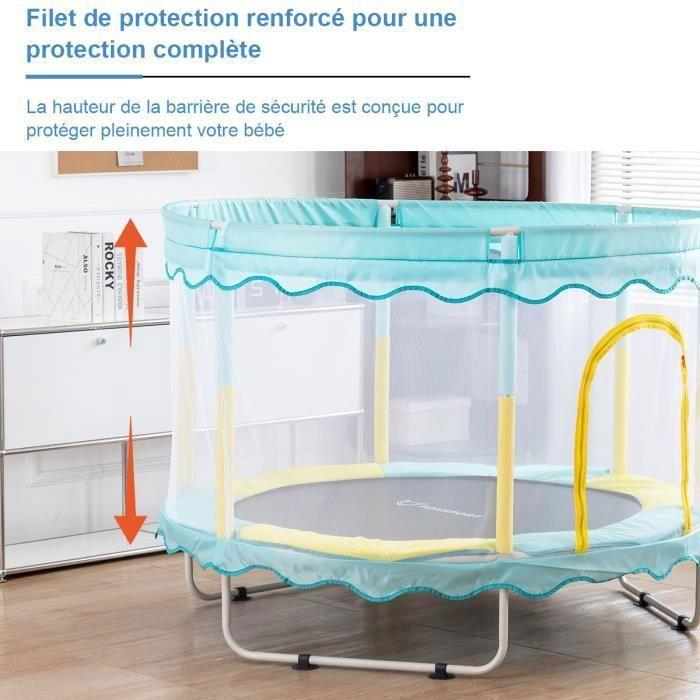 FOXSPORT Garden Trampoline with Net, Kids Trampoline, Bouncing Pad, Edge Protection, from 2 Years – Blue