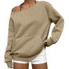 Women's Casual Fashion Solid Color Off-shoulder Long-sleeved Loose Sweatshirt With Pockets