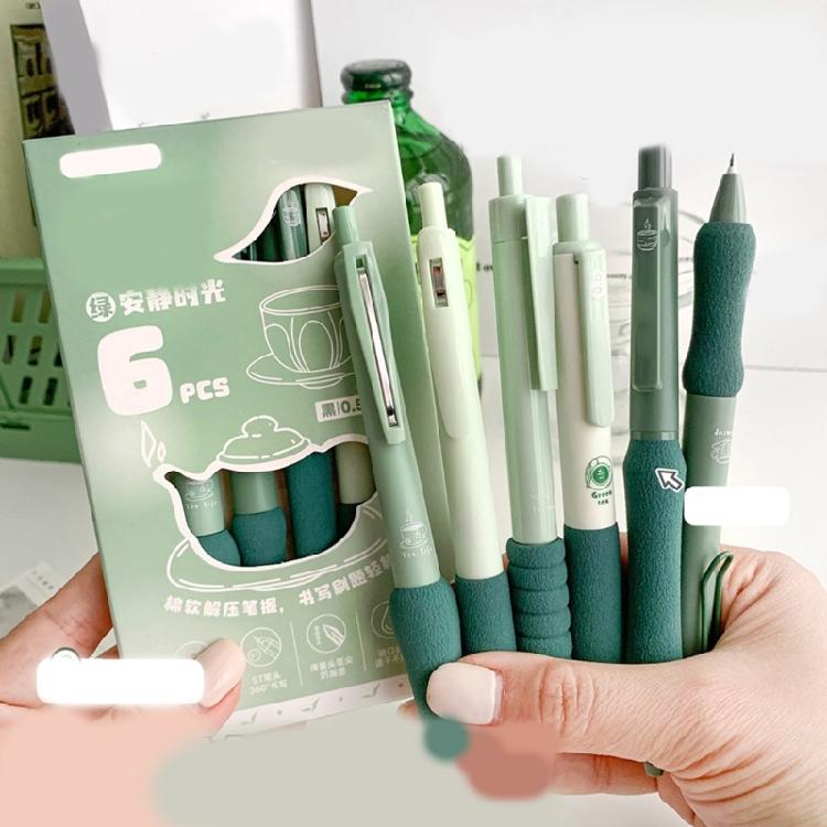Pack of 6Pcs Retractable Gel Pen Quick Drying 0.5MM Office Writing Tool for Adult Student Writing Journaling