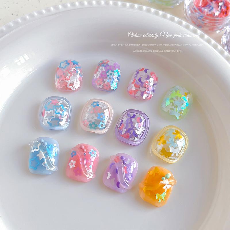 1Jar Mixed Candy Color Foil Flakes Nail Sequins Nail Art Decoration Manicure Tips Charms For Women Girls Diy Accessories