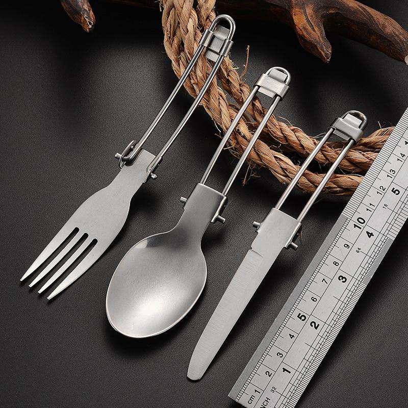 Portable Tableware Set Folding Tableware Set Camping Foldable Knife Fork Spoon Set Travel Tableware Outdoor Stainless Steel