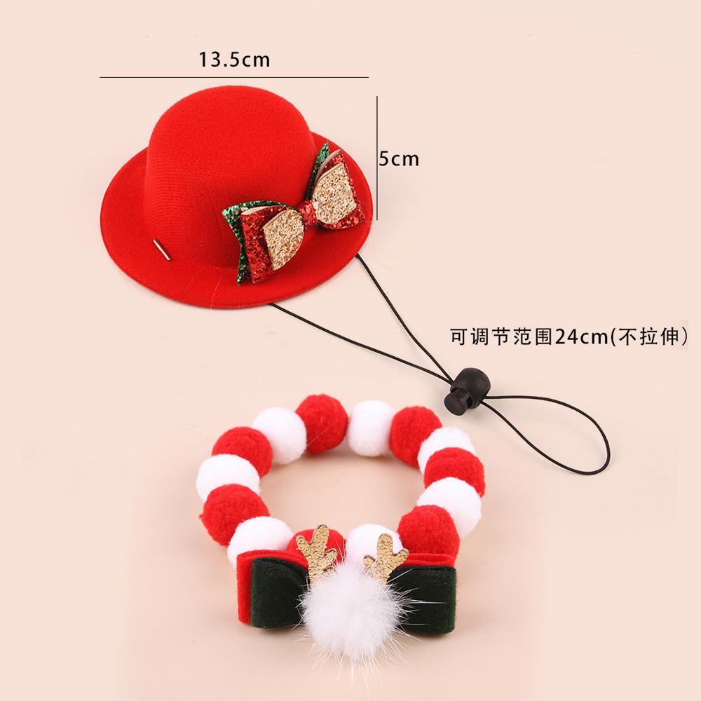 Pet Christmas Hat Scarf Set Accessories with Christmas Kitten Scarf Cat Christmas Hat Set